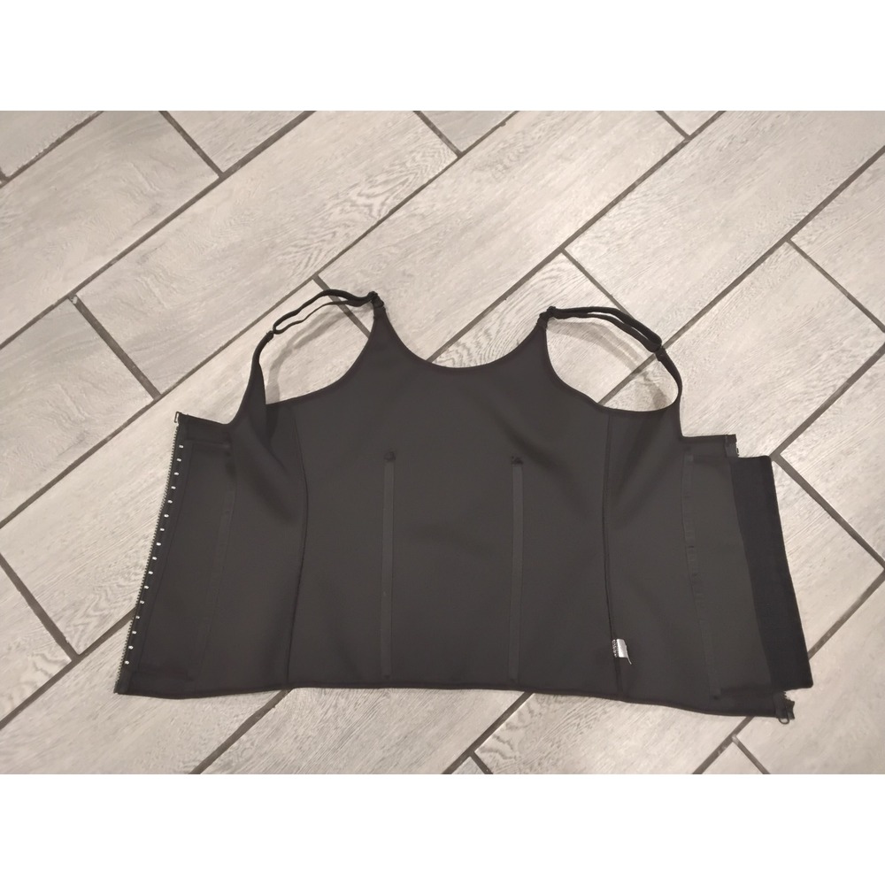Womens Black Zipper Front Bodysuit Tank Top Shapewear Corset Style 2XL - Picture 3 of 4